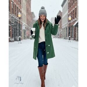 Women’s Stand-Collar Mid-Length Coat - Army Green (Size L) (B0463)